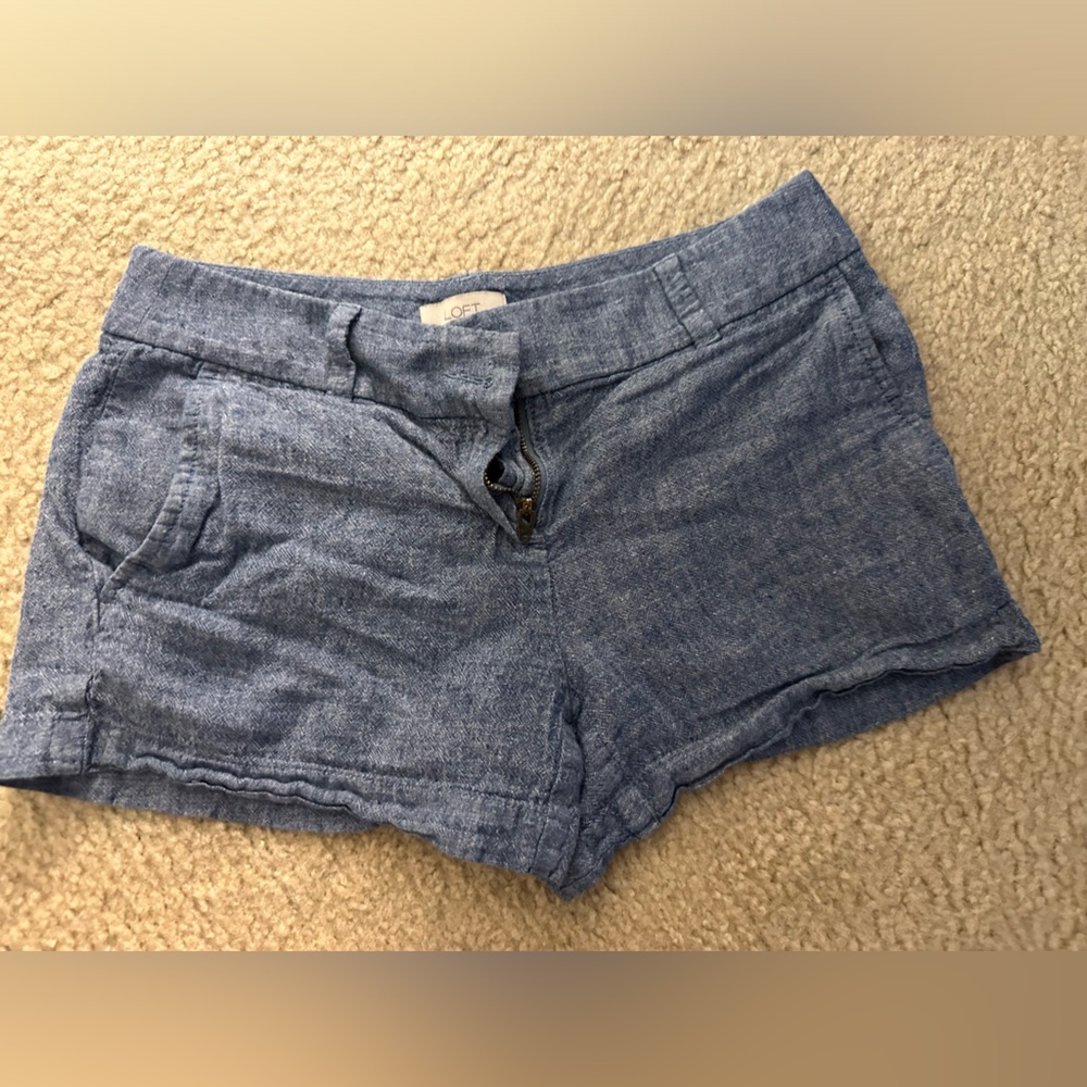 LOFT Blue Linen Cotton Blend Women’s Shorts Size 0